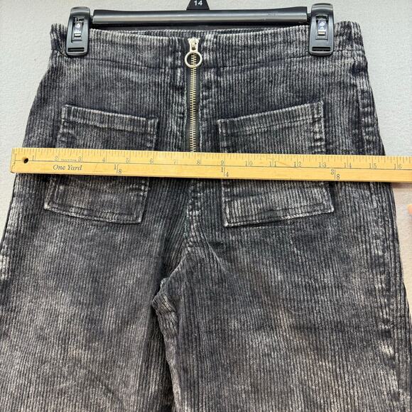 Pol by Anthropologie Corduroy Pants Women's S Black Patch Pockets Wide Flare Leg - Picture 10 of 13